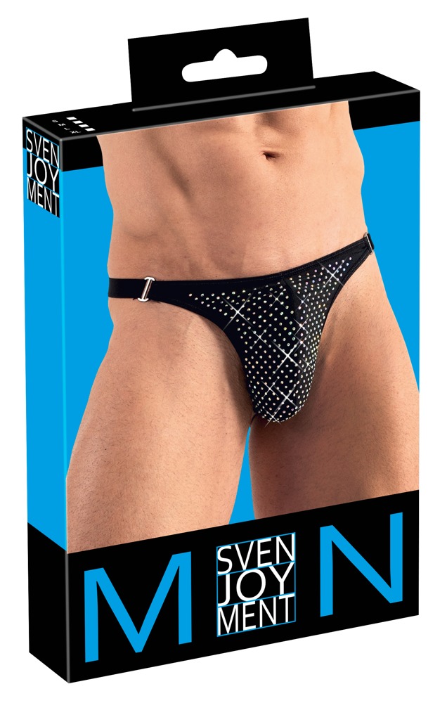 Stringi męskie z kamieniami regulowane w pasie M-XL