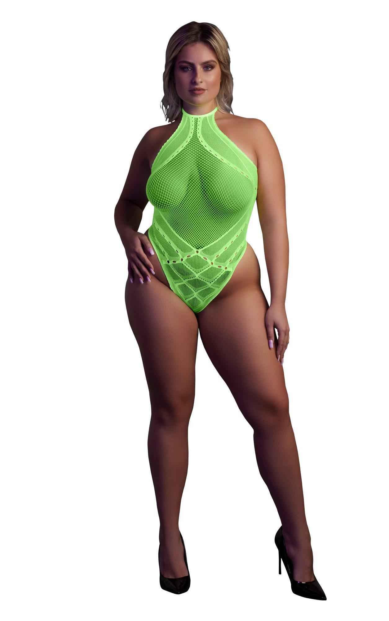 Body with Halter Neck – Neon Green – XL/XXXXL